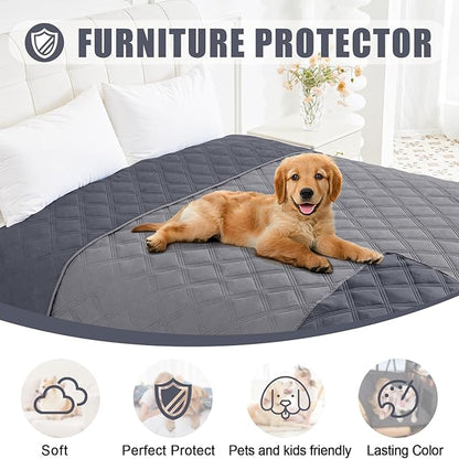 Smiry Waterproof Dog Bed Cover Blanket 40x70, Soft Reversible Pet Blanket, Washable Leakproof Cats Dogs Couch Cover for Sofa, Couch, Furniture, Grey/Dark Grey