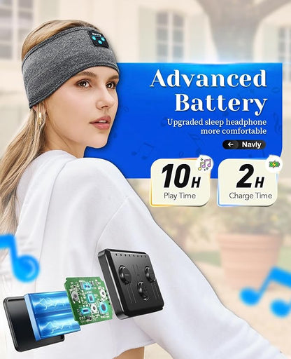 Navly Sleep Headphones, 12Hrs Sports Headband with Soft Cozy Earbuds Comfortable, Headphones Headband with Ultra-Thin HD Stereo Speakers Perfect for Workout,Running,Yoga,Travel