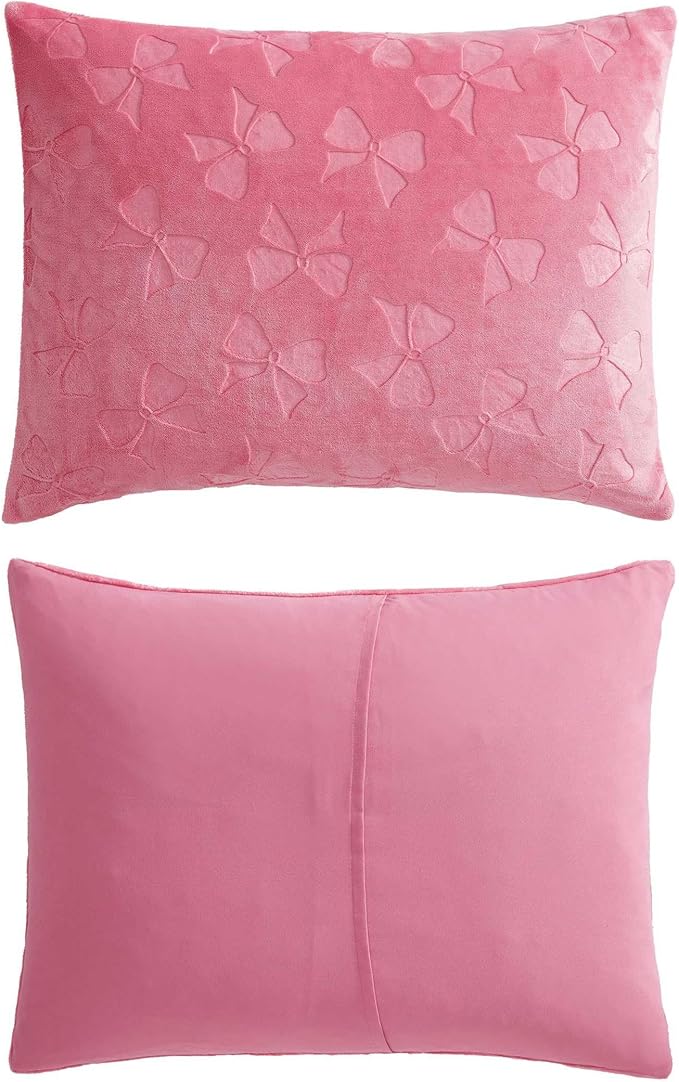 Betsey Johnson - Queen Comforter Set, Lightweight & Soft Plush Bedding with for Year Round Comfort, 3 Piece Bed Set with Matching Pillowcases (Flirty Bows Pink)