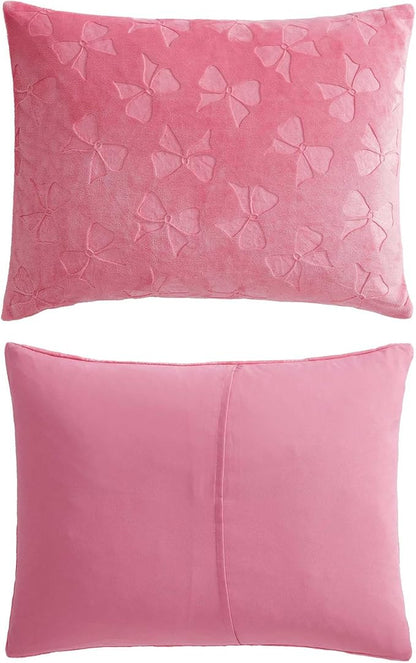 Betsey Johnson - Queen Comforter Set, Lightweight & Soft Plush Bedding with for Year Round Comfort, 3 Piece Bed Set with Matching Pillowcases (Flirty Bows Pink)