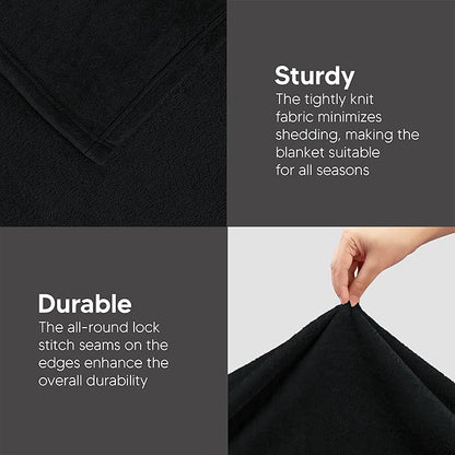 Utopia Bedding Fleece Blanket Twin Size Black 300GSM Luxury Anti-Static Fuzzy Soft Microfiber Bed Blanket (60x80 Inch)