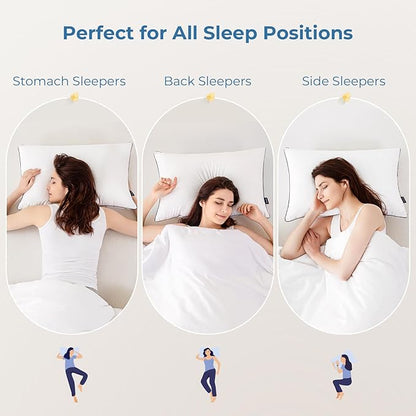 GOHOME Pillows Queen Size Set of 4 - Bed Pillows for Sleeping 4 Pack, Cooling Supportive Hotel Pillows with Premium Soft Down Alternative Fill for Side Stomach and Back Sleepers