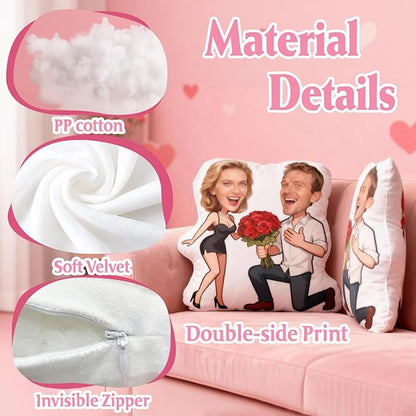 Custom Pillow with Picture & Text, Valentines Day Gifts for Boyfriend, 3D Personalized Head Face Pillows, Custom Stuffed Photo Pillow, Birthday Anniversary Funny Gift for Couple Friend Family (Body)