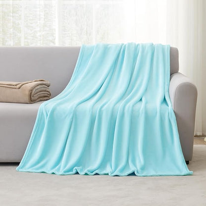 Hansleep Fleece Robin Egg Blue Queen Blanket, Super Soft Flannel Fuzzy Plush Cozy Blanket for All Seasons, Robin Egg Blue, Queen 90x90 Inches