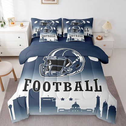 Erosebridal Football King 7 Piece Bedding Set for Boys Girls Sports Rugby Comforter Set with Sheets Ball Competitive Games Bed in A Bag for Kids and Adults,Football City Theme Bed Set(Indianapolis)
