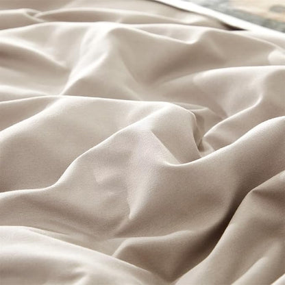 Houseri Beige Queen Comforter Set, 3 Pieces Cream Khaki Queen Size Comforter Soft Bedding for All Seasons Modern Light Taupe Light Brown Comforters Lightweight Comfy Warm Elegant Solid Tan Oatmeal Bed