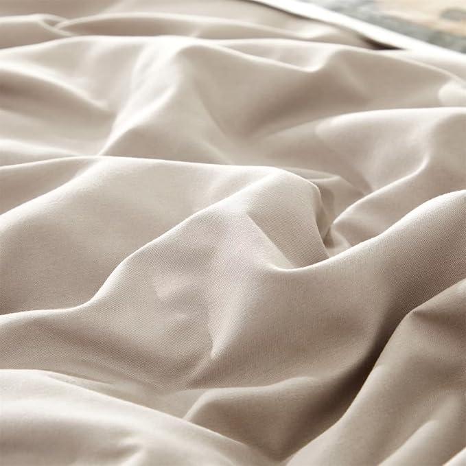 Houseri Beige Comforter Full Size Set Cream, 3 Pieces Light Taupe Bedding Soft All Season Lightweight Farmhouse Light Khaki Modern Light Brown Bedding Comforters College Dorm Bed Quilt Blanket Full