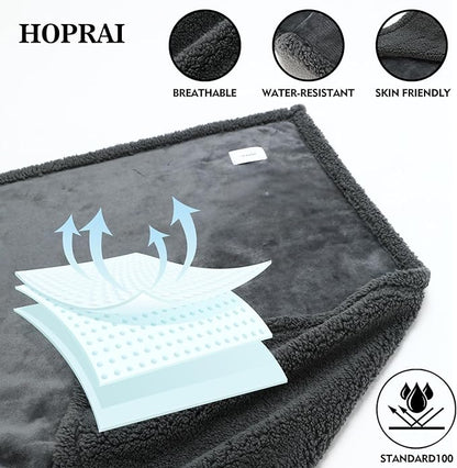 Waterproof Pet Blanket for Medium Large Dogs Washable Fluffy Thick Jacquard Shag Fleece Warm Sherpa Pet Blanket Cats Puppy Couch Protection (Gray XXL85*85inches)