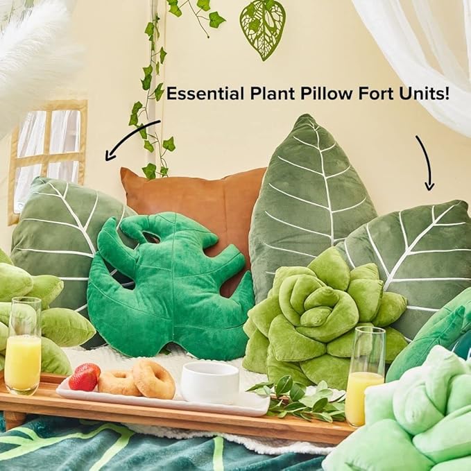 Green Philosophy Co. Philodendron Gloriosum Leaf Pillow - Moody Green