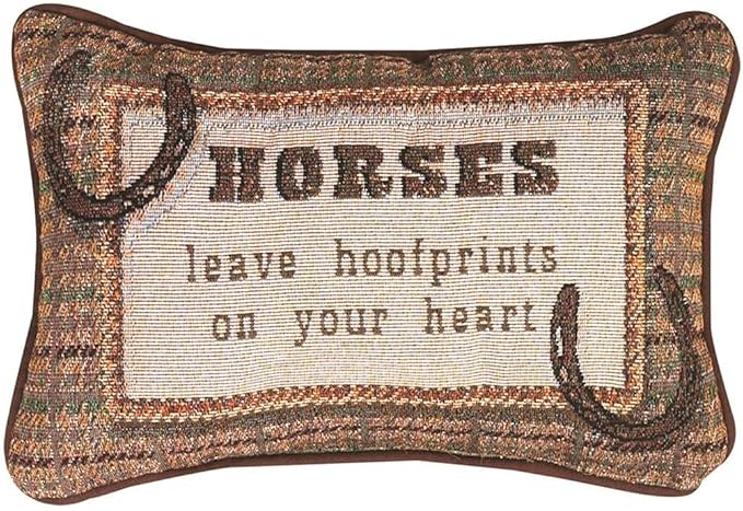 Manual 12.5 x 8.5-Inch Decorative Embroidered Word Pillow, Horses Leave Hoofprints
