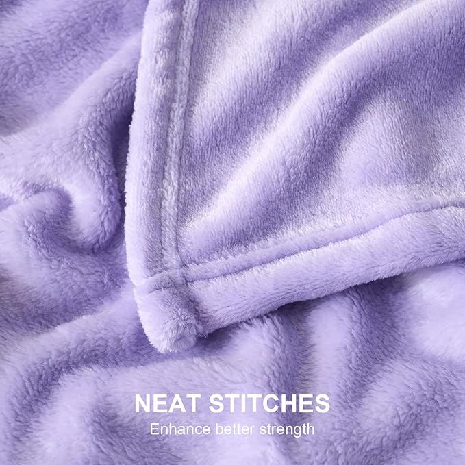 Hansleep Fleece Lilac King Blanket, Super Soft Flannel Fuzzy Plush Cozy Blanket for All Seasons, Lilac, King 90x108 Inches