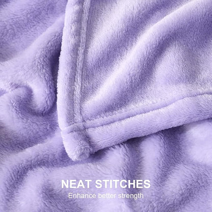 Hansleep Fleece Lilac King Blanket, Super Soft Flannel Fuzzy Plush Cozy Blanket for All Seasons, Lilac, King 90x108 Inches