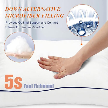 MZOIMZO Supportive Firm Bed Pillows for Sleeping- Standard Size, Set of 2, Cooling Hotel Quality with Premium Soft Down Alternative Fill for Back, Stomach or Side Sleepers, 20''x26''