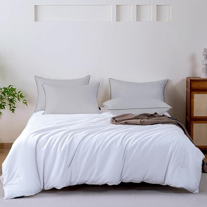 GOHOME Pillows Queen Size Set of 4 - Bed Pillows for Sleeping 4 Pack, Cooling Supportive Hotel Pillows with Premium Soft Down Alternative Fill for Side Stomach and Back Sleepers