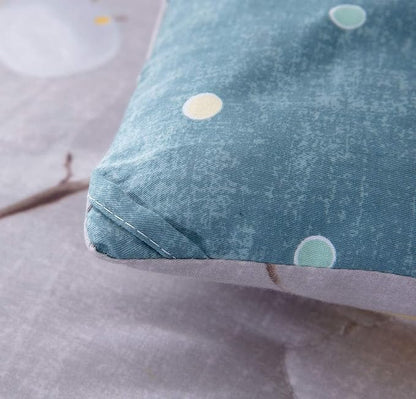 SLEEPBELLA Comforter Twin Size, 600 Thread Count Cotton Grey Branch with Yellow Turquoise Polka Dot Pattern Green Reversible Comforter Set,Down Alternative Bedding Set 2Pcs (Twin, Grey Branch)