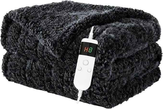 Heated Blanket Heated Twin, Electric Blanket 62"x84" Heating Blanket with 8 Hours Auto Off 10 Fast Heating Levels Machine Washable Sherpa Heated Blanket with Overheating Protection