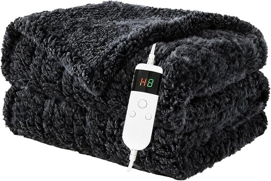 Heated Blanket Heated Twin, Electric Blanket 62"x84" Heating Blanket with 8 Hours Auto Off 10 Fast Heating Levels Machine Washable Sherpa Heated Blanket with Overheating Protection