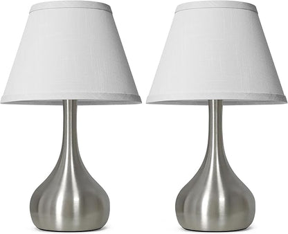 17” Touch Table Lamp for Bedroom Set of 2, 3-Way Dimmable Bedside Lamp for Nightstand, Modern Metal Desk Lamp with Linen Shade for Living Room, Kids Reading, Dorm, Home Office Decor, Bulb Included