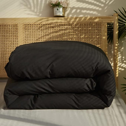 Wellboo Black Comforter Twin Size Black Bedding Set Pure Black Bed Quilts Soft 3 Pieces Plain Black Bedding Comforters Lightweight All Seasons Black Bed for Women Men Solid Black Vintage Bedding