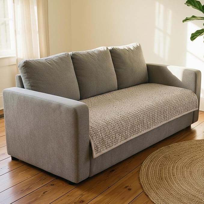 PAULATO BY GA.I.CO. Waterproof Blanket – 24x67” Changing Absorbent Pad for Incontinence – Machine Washable Stain-Resistant Protector for Couch Sofa or Bed – Reusable Waterproof Cover - Macadamia