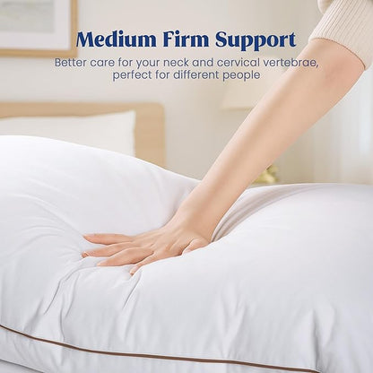 puredown® Goose Feather Down Pillows King Size Set of 2, Soft Fluffy Bed Pillow for Sleeping with 100% Cotton Cover, Medium Firm Luxury Hotel Collection Pillow for Back, Stomach or Side Sleeper