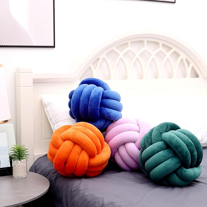 Petrella Knot Pillow Ball Round Throw Pillows Home Decor Cushion Decorative Aesthetic Throw Pillows，Purple 8inch