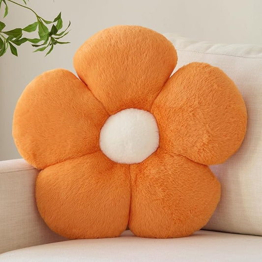 Zlgkjk Flower Pillows, Decorative Throw Pillow with Soft Plush for Couch Bed, Cute Daisy Pillow Cushion Home Decor Floral Throw Pillow (Orange, 14.9 Inches)