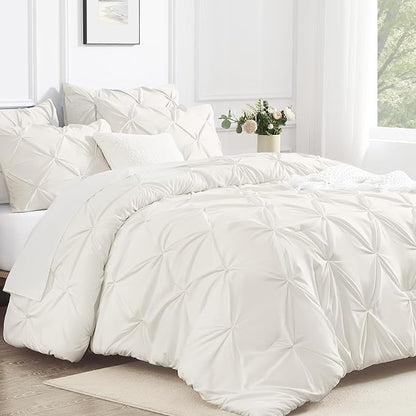 Andency Ivory Comforter Set Twin XL(68x92Inch), 2 Pieces Comforter for Girls Kids, Soft Microfiber Pinch Pleat Comforter Set, All Season Lightweight Bedding Set