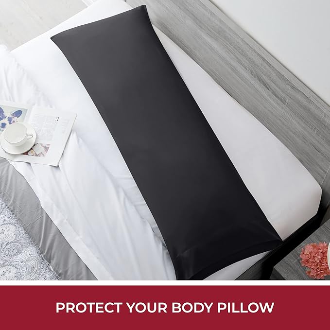 Mellanni Pillow Case - 1 PC Iconic Collection Pillowcases - Hotel Luxury, Extra Soft, Cooling Pillow Cover - Envelope Closure - Wrinkle, Fade, Stain Resistant (Body 20" x 54", Black)