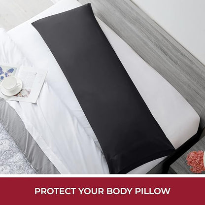 Mellanni Pillow Case - 1 PC Iconic Collection Pillowcases - Hotel Luxury, Extra Soft, Cooling Pillow Cover - Envelope Closure - Wrinkle, Fade, Stain Resistant (Body 20" x 54", Black)