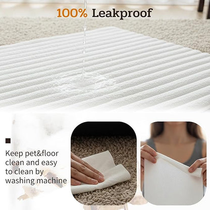 NWK Pack of 4 Fluffy Self Warming Cat Mat, Cat Blanket, Thermal Dog Mat, Washable, Non-Slip Bottom for Sofa & Crate & Kennel & Car Seat (Creamy White, Large (34'' X 22'' X 0.7''))