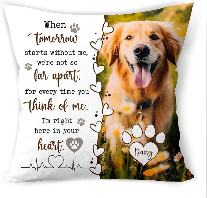 Custom Pet Memorial Throw Pillow (Insert Included), Photo Pillow, Dog Loss Sympathy Gift, Pet Pillow Covers
