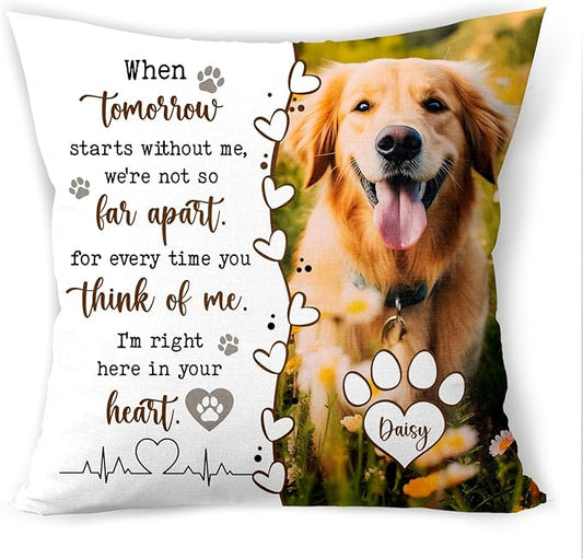 Custom Pet Memorial Throw Pillow (Insert Included), Photo Pillow, Dog Loss Sympathy Gift, Pet Pillow Covers