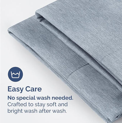 King Pillow Cases Set of 4 - Ultra Soft Hotel Quality Pillowcase Covers - Comfy, Cozy & Wrinkle Free - Shrinkage and Fade Resistant - Machine Washable Pillow Protectors - 4 Piece Set - Heathered Blue