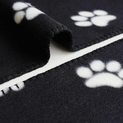 ZYFZCYBL Fleece Throw Blankets Lightweight Warm Soft Cozy Pet-Friendly Bulk Fleece Throw Blanket Solid for Home Bed, Sofa，Office,Gifts, Couch (Pack of 6-50 x 60 inch，Black White Paw Print)