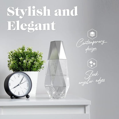American Atelier 37 oz Fifth Avenue Decorative Bedside Water Carafe & Tumbler with Lid – 9" Silver Glass Pitcher Set for Nightstand, Guest Room, Office & Bedroom Hydration, Elegant Drinkware (Silver)