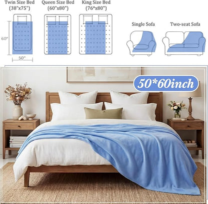 Buryeah 10 Pcs Fleece Blanket Bulk Soft Warm Blankets Cozy Fleece Lightweight Throw Blankets Plush Pet Throw Blanket for Home Bed Sofa Office Wedding Gifts Travel(50" X 60",Hyacinth Blue)