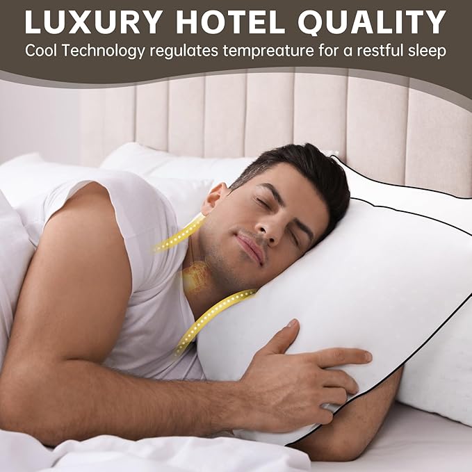 HIMOON Bed Pillows for Sleeping 4 Pack,Standard Size Cooling Pillows Set of 4,Top-end Microfiber Cover for Side Stomach Back Sleepers