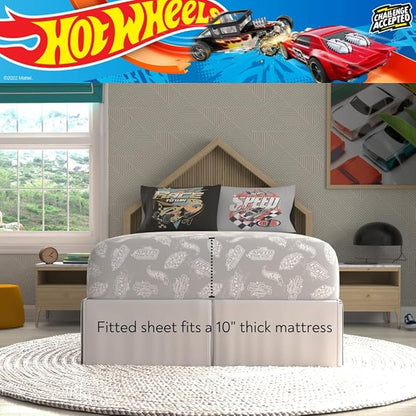 Hot Wheels Kids Bedding Super Soft Comforter and Sheet Set with Sham, 7 Piece Full Size, (Officially Licensed Product) by Franco