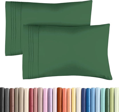 King Pillow Cases Set of 2 - Ultra Soft Hotel Quality Pillowcase Covers - Comfy, Cozy & Wrinkle Free - Shrinkage and Fade Resistant - Machine Washable Pillow Protectors - 2 Piece Set - Emerald Green