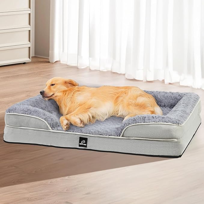 Orthopedic Dog Bed for Large Medium Sized, Washable Memory Foam Large Dog Bed, Durable Medium Pet Sofa with Removable Cover, Washable Waterproof Pet Couch Beds(Grey, XL)