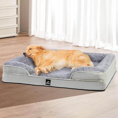Orthopedic Dog Bed for Large Medium Sized, Washable Memory Foam Large Dog Bed, Durable Medium Pet Sofa with Removable Cover, Washable Waterproof Pet Couch Beds(Grey, XL)