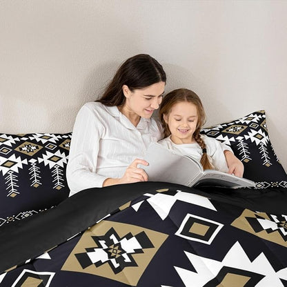 Erosebridal Boys Southwestern Aztec Full Comforter Set, Western Rustic Bedding Set American Native Ethnic Bedding Comforter Sets for Kids Men Women Teens Bedroom Decor Boho Farmhouse Black Quilt