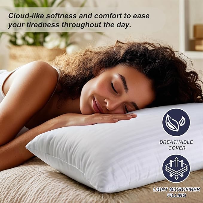 King Size Pillows Set of 4 Hotel Collection Bed Pillow for Sleeping King Pillows 4 Pack for Back, Stomach or Side Sleepers Soft and Supportive Washable Pillow for Bedroom