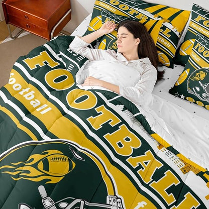 Feelyou Football 7 Pieces Comforter Sets King Size Kids Rugby Sports Bedding Set Sports Theme Bed in a Bag with Comforter, Sheets, Pillowcases & Cushion Cover