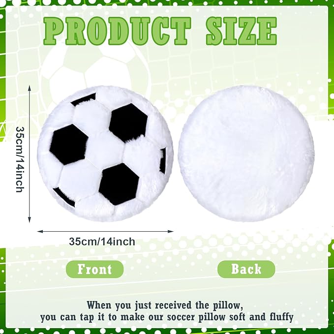 Gerrii 8 Pcs Ball Pillows 13.8" Sports Throw Pillows Plush Fluffy Cushion Sport Theme Fluffy Stuffed Plush Cushion for Team Gifts Bedroom Decoration(Soccer)