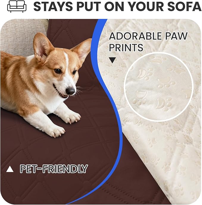 Waterproof Dog Bed Cover, Non-Slip Dog Blanket for Couch, Couch Covers for Dogs Washable, Pet Blanket for Furniture, Pet Bed Mat for Sofa, Car, Pet Supplies (68x82 Inch, Coffee)