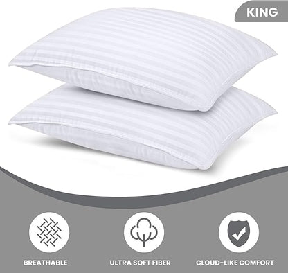 Utopia Bedding Bed Pillows for Sleeping King Size (White), Set of 2, Down Alternative Pillow for Sleeping, Cooling Hotel Quality Pillow Set for Back, Stomach or Side Sleepers