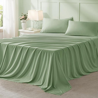 Anluoer Sage Green Full Comforter Set 7 Pieces, Bed in a Bag with Sheets, All Season Bedding Sets with 1 Comforter, 2 Pillow Shams, 2 Pillowcases, 1 Flat Sheet, 1 Fitted Sheet