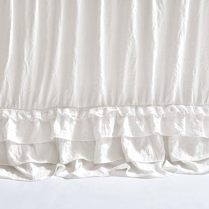 Lush Decor Ella Ruffle Lace Bedspread, 3 Piece Set, Queen, Neutral - Cute Bed Set - Queen Bedding - Beige Bedding - Coquette Decor - Neutral Ruffle Trim - Beige Lace Trim